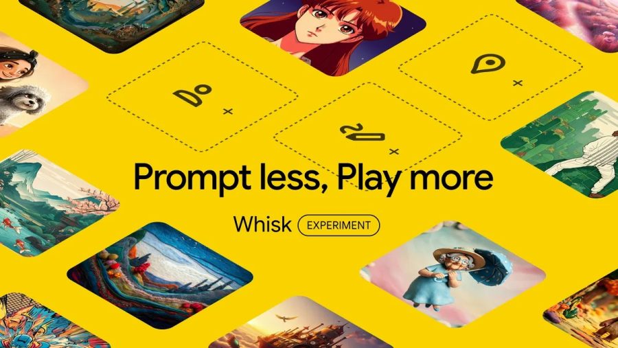 promo image for whisk that says "prompt less, play more"