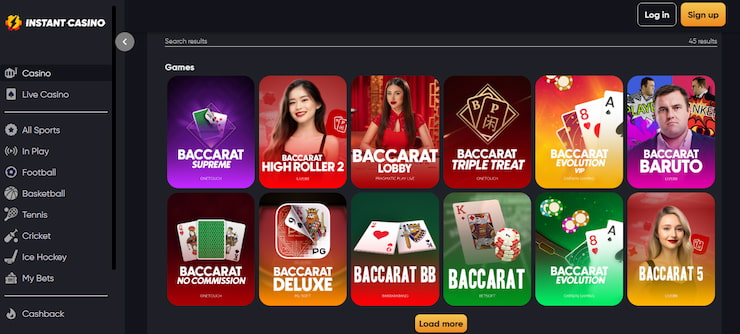 Instant Casino Bitcoin Baccarat