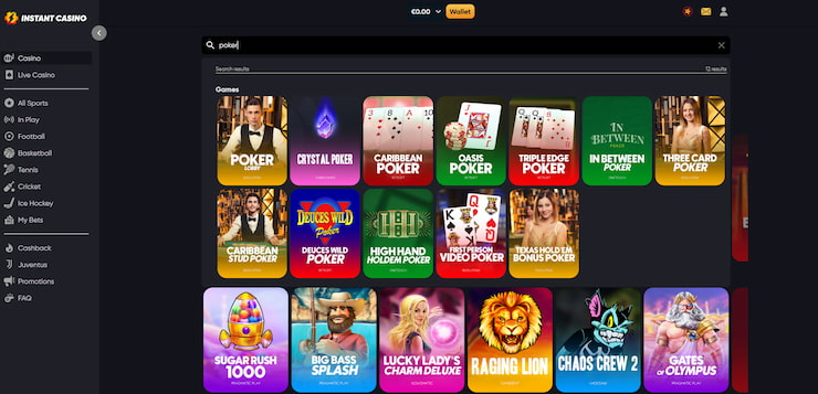 Instant Casino Bitcoin Video Poker