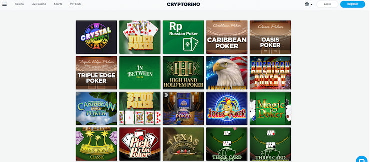 Cryptorino Bitcoin Video Poker