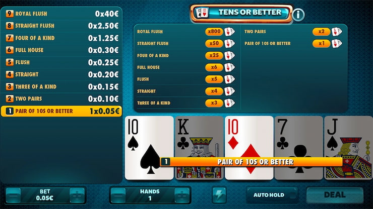 Tens or Better Video Poker