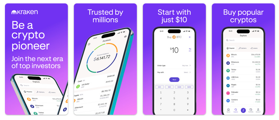 Buy as little as $10 worth of crypto instantly at Kraken via Visa or Mastercard.