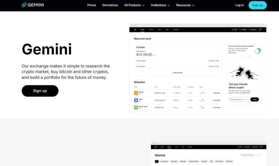 Gemini lets you easily research the market and buy Bitcoin and various other tokens. 