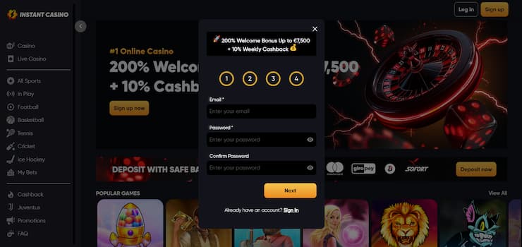 Ripple Casino Registration At Instant Casino