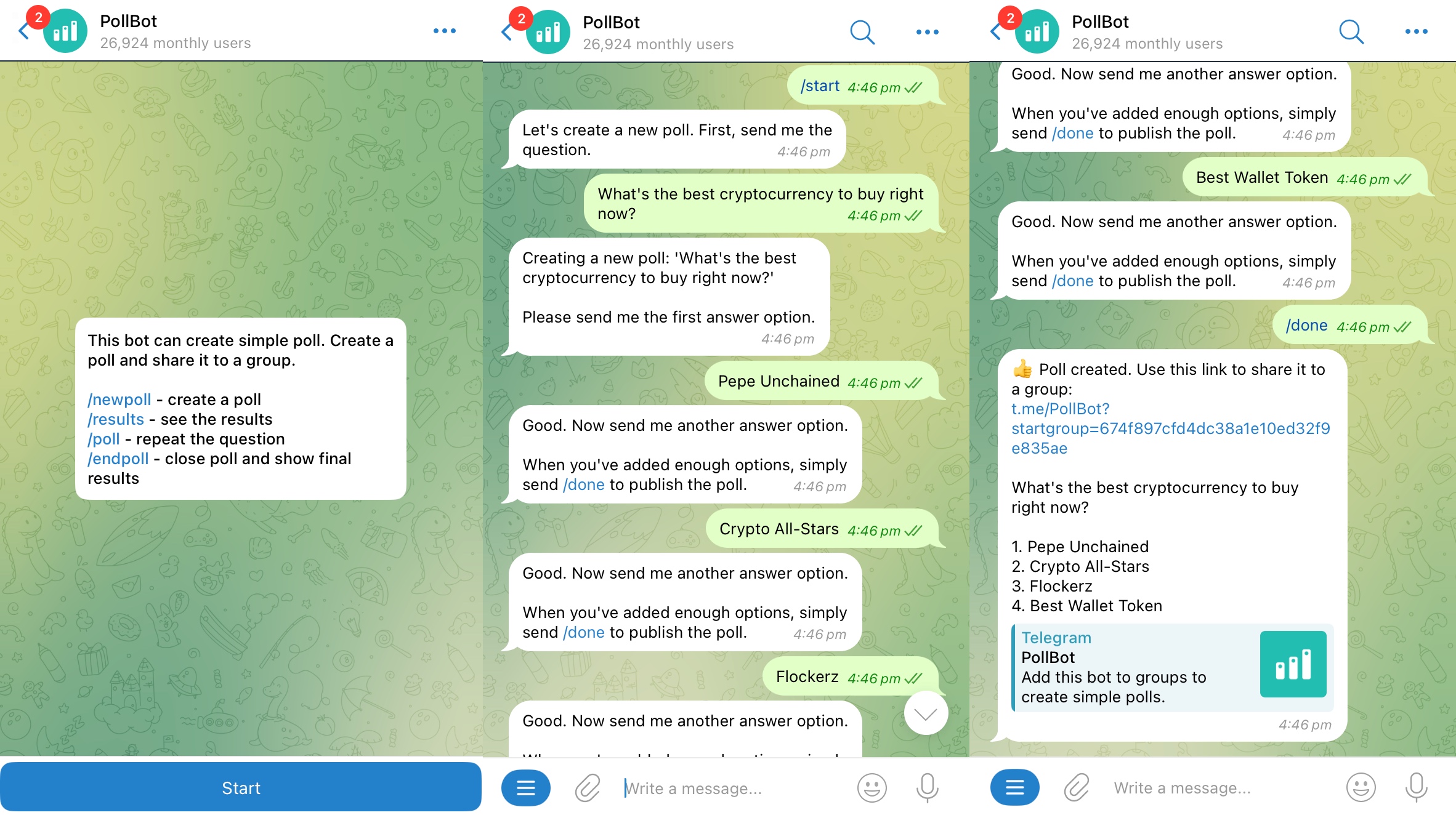 telegram bot for creating polls