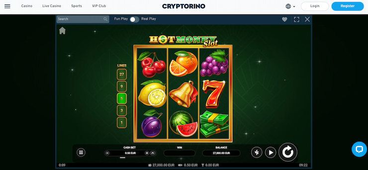 Classic Slots at Cryptorino