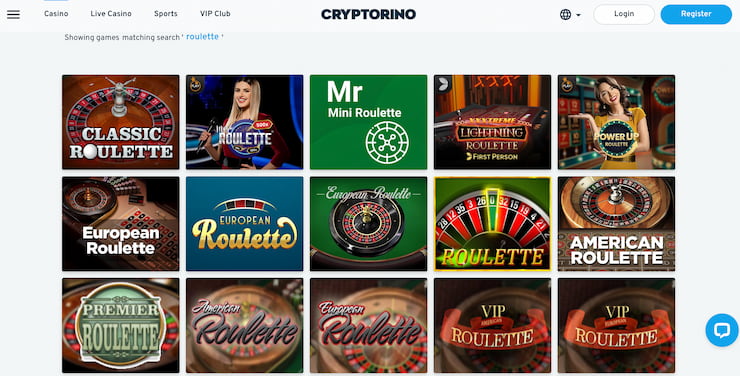 Roulette Games at Cryptorino