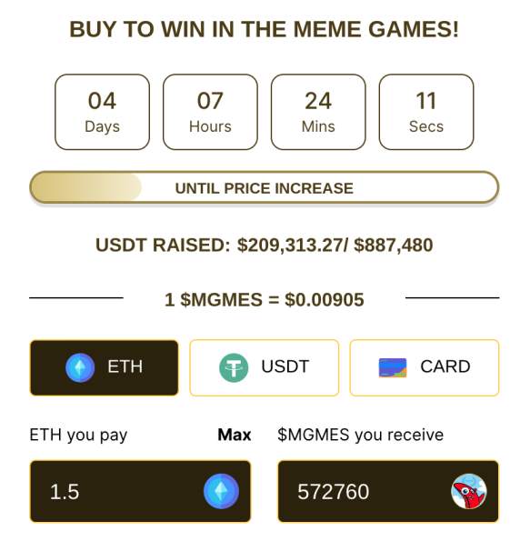 The Meme Games Presale Page