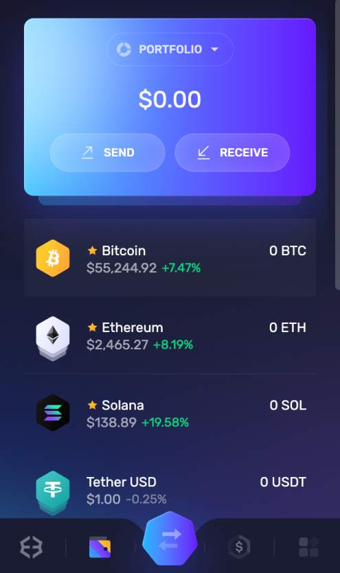 Exodus wallet interface