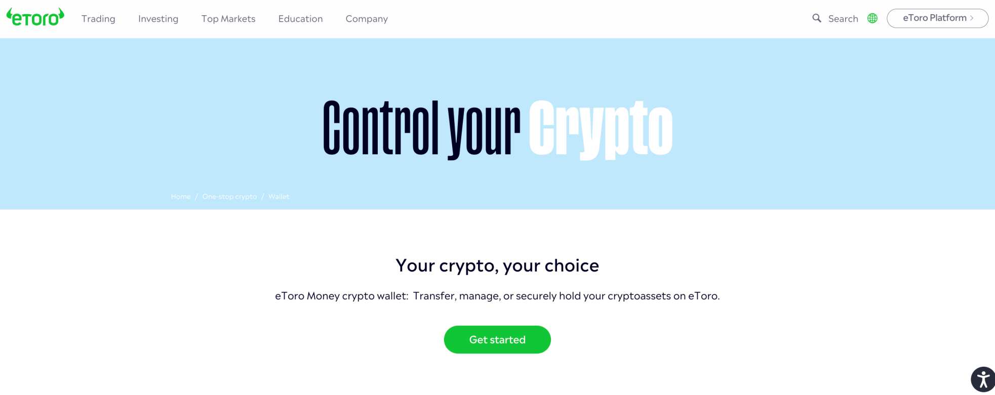 eToro Money Crypto Wallet