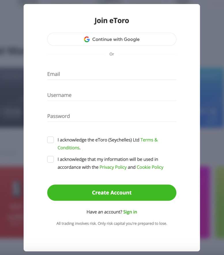 eToro open account