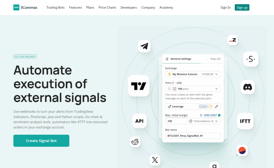 3Commas lets users automate external signals