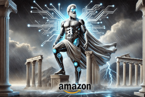 Amazon 'may announce launch of its Olympus AI model,' specializing in video analysis. AI-inspired depiction of Zeus on Olympus, complete with a futuristic design and the Amazon logo subtly integrated into his chest.