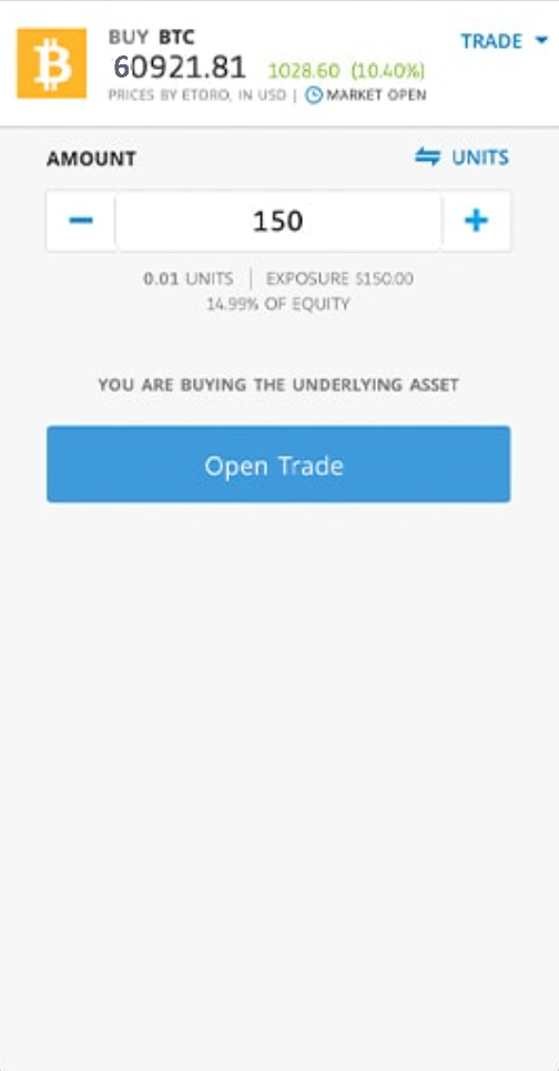 Buy Bitcoin on eToro App