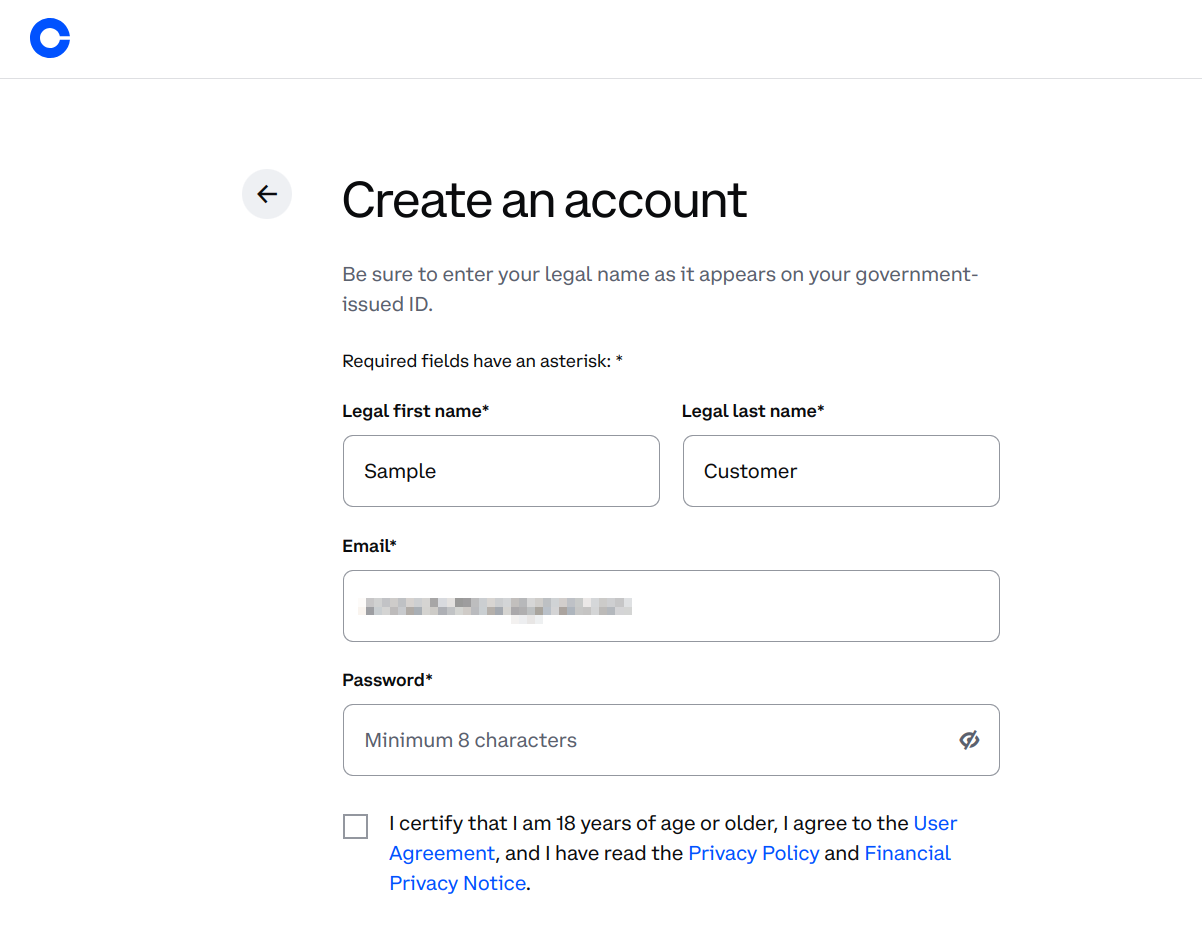 coinbase signup